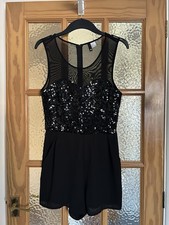 Womens Black Playsuit UK 12 
