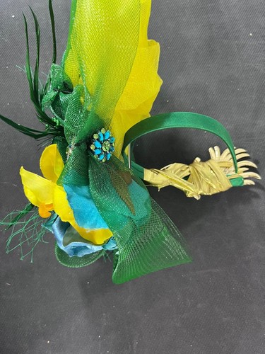 Womens green yellow fascinator - yellow,