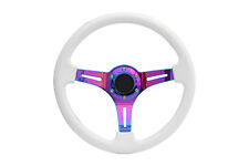 White Neo Chrome TS Aftermarket Sports Steering Wheel 6x70mm PCD
