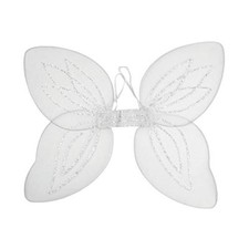 White Adult Fairy Pixie Wings With Silver Glitter Fantasy Fancy Dress Up