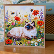 Cat Flower Blank Card Notelet