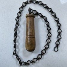 VICTORIAN BOX WOOD HIGH LEVEL CISTERN LOO PULL / TOILET PULL - 25” LONG CHAIN