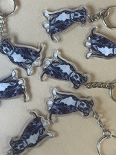 Black staffy keyring handmade - black,