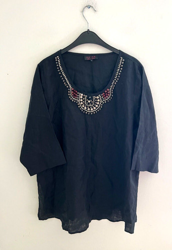 Ladies black linen plus size - black,