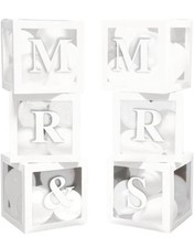 Mr and Mrs Balloon Boxes Wedding Decoration- 6 Cube Boxes + Mr & Mrs Letters 