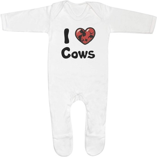 Love cows baby sleepsuit - cows',