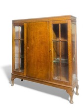 ANTIQUE OAK BOOKCASE CABINET
