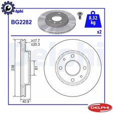 2x BRAKE DISC BG2282 FOR