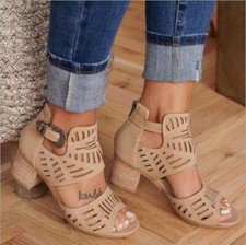 Women Peep Toe Heel Hollow Out