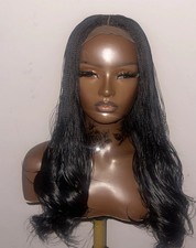 Black micro Twists french curly Braided Wig