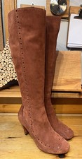 CLARKS Dalia Sierra ladies Knee High Tan Brown Brogue Boots Size 5.5 UK 38.5 EUR