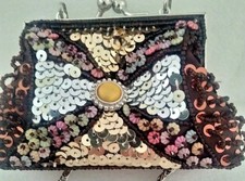 MICRO BEADED BAG / PURSE  by LEKO OF LONDON with  METAL CHAIN STRAP