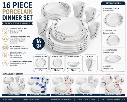 Piece porcelain dinner set - 16,