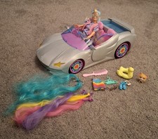 Barbie Extra Car Set  Sparkly Silver 2 Seater Convertible Toy Doll & Accessories