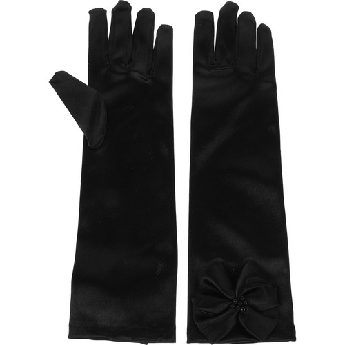 Black satin long - long, gloves