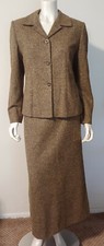 Gerry Weber Brown Wood Tweed Skirt Suit US 8 Long Straight LS