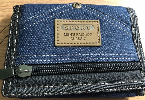 Mens navy denim trifold - mens,