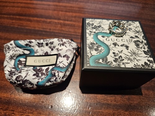 Silver gucci ring with enamel - silver,