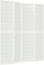 4 Panel White Shoji Room Divider 160x170cm Folding Wooden Privacy Screen Home