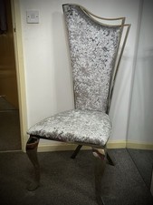 4 Silver Velvet dining Chairs In excellent Condition 