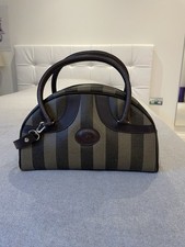 Luigi Vintage Women's Brown & Gold Striped Handbag with Handles & Optional Strap