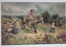 Original Victorian Watercolour Painting After Myles Birkett Foster. Monogram MF