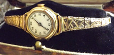 9ct GOLD CASE & 9ct GOLD STRAP Ladies Watch, 16 Jewels, Hand Wind, 13 GRAMS