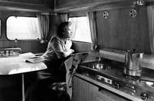Woman sitting in a trailer that iat an exhibition in Hamburg in 1958 Old Photo