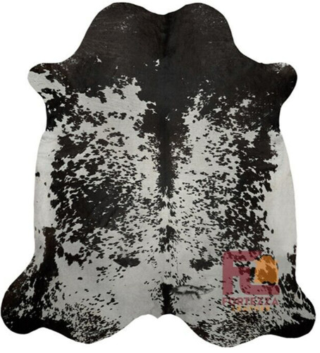 Cowhide rug black - black, speckled