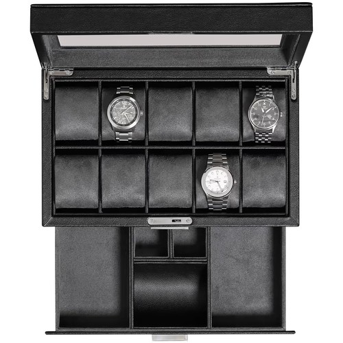 Luxury leather slot watch - luxury, 10-slot