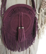 Boho real suede fringed tassel