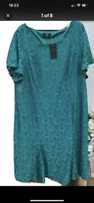 womens plus size 28 cocktail dress teal colour lace all over joanna hope Nwto