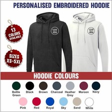 Personalised Custom Embroidered Uneek UX4 Hoodie Pullover Hooded Sweatshirt TOP
