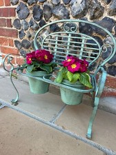 Rustic green bench planter - rustic,