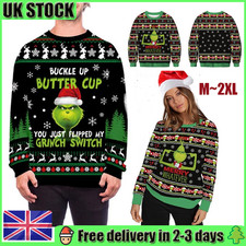 Christmas Men Women The Grinch Ugly hoodie Jumper  Xmas Jumper Tops Pullover UK