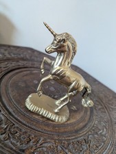 Vintage Solid Brass Unicorn Statue Ornament Paperweight Display Piece VGC