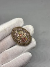 BEAUTIFUL ANTIQUE ITALIAN  MICRO MOSAIC GLASS floral BROOCH vintage 