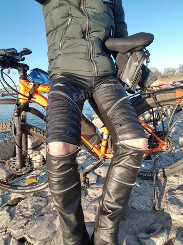 Men genuine cowhide - cowhide, zippers