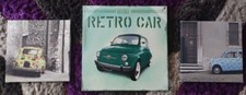 Set of 3 Printed Paintings Vintage Fiat 500 2 20x20cm & 1 28x28cm