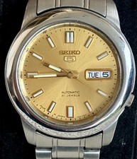 Seiko 5 Automatic Gold Sunburst Dial 21 Jewels Vintage Japan Watch 7S26