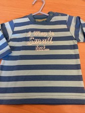 baby boys clothes 0-3 months Next Blue Striped I May Be Small .. Long Sleeve Top