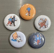 Set of 5 TIN TIN BUTTON BADGES