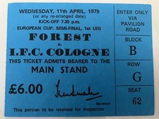Nottingham Forest v Cologne Ticket European Cup Semi-final 1979/80