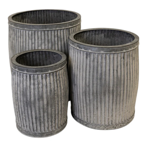 Set tall round galvanised - of, 3