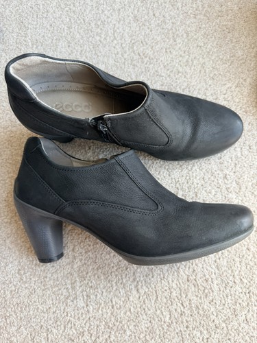 Ecco black leather - black, heel