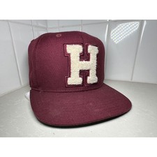 Harvard H Adidas Hat Maroon Snapback Letterman Baseball Cap Patch Trefoil