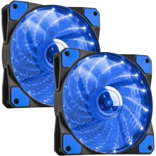 2 pcs PC Case Cooling Fan Gaming Computer Blue LED 120mm Silent 4-Pin Connector