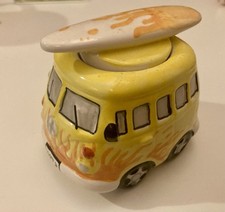 Ceramic VW Campervan Egg Cup With Salt Shaker Surf Board Lid