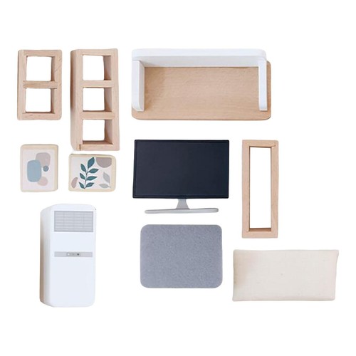 Miniature doll house - doll, furniture