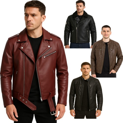 Mens jackets leather look - leather,